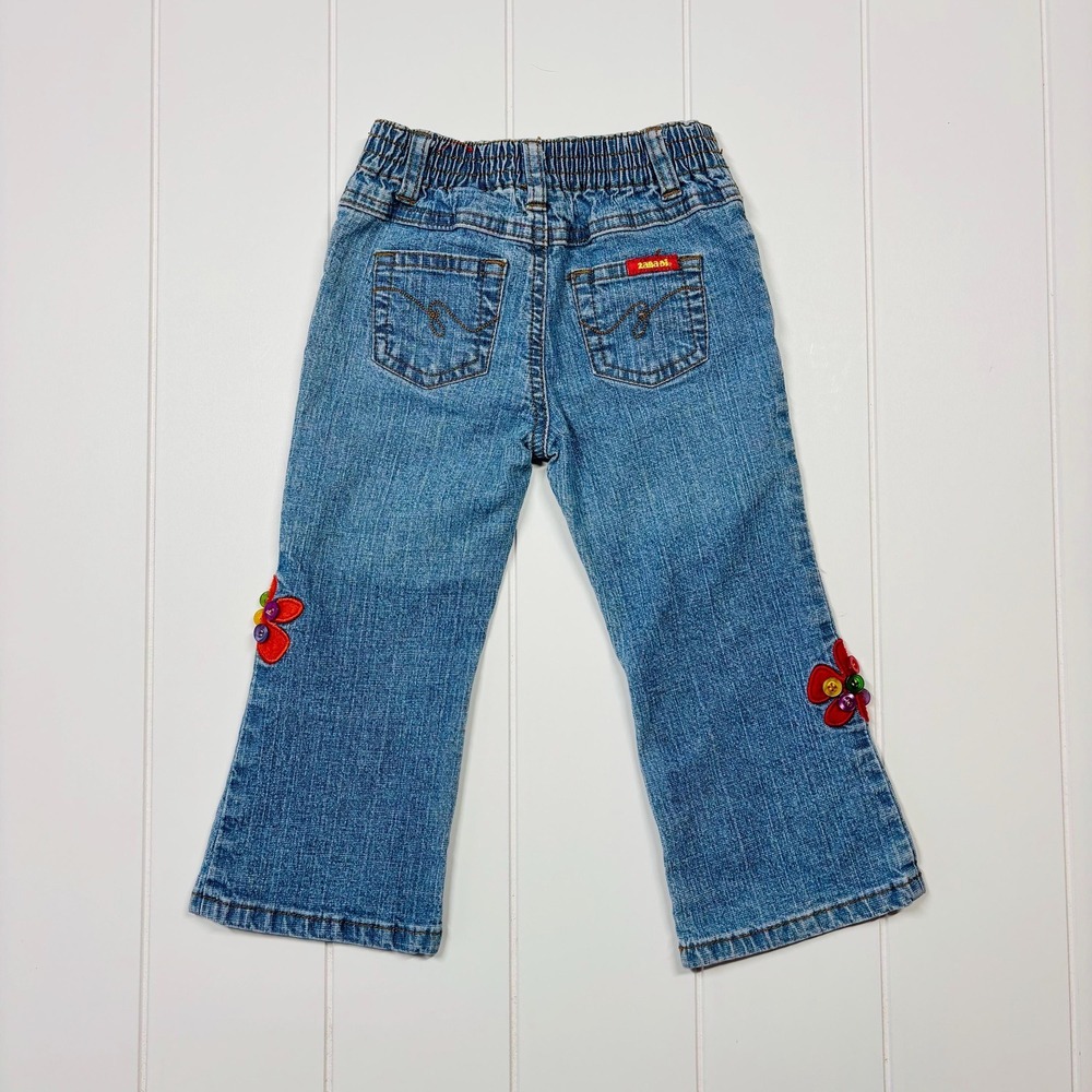 Vintage Y2K Zana Di Flower Power Boho Hippie Flare Jeans, Size 2T - Picture 9 of 14